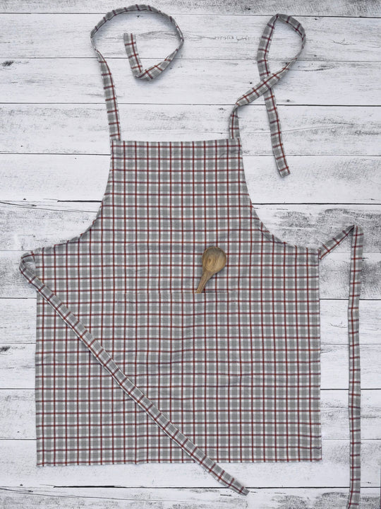 Cotton Apron with Grid Pattern
