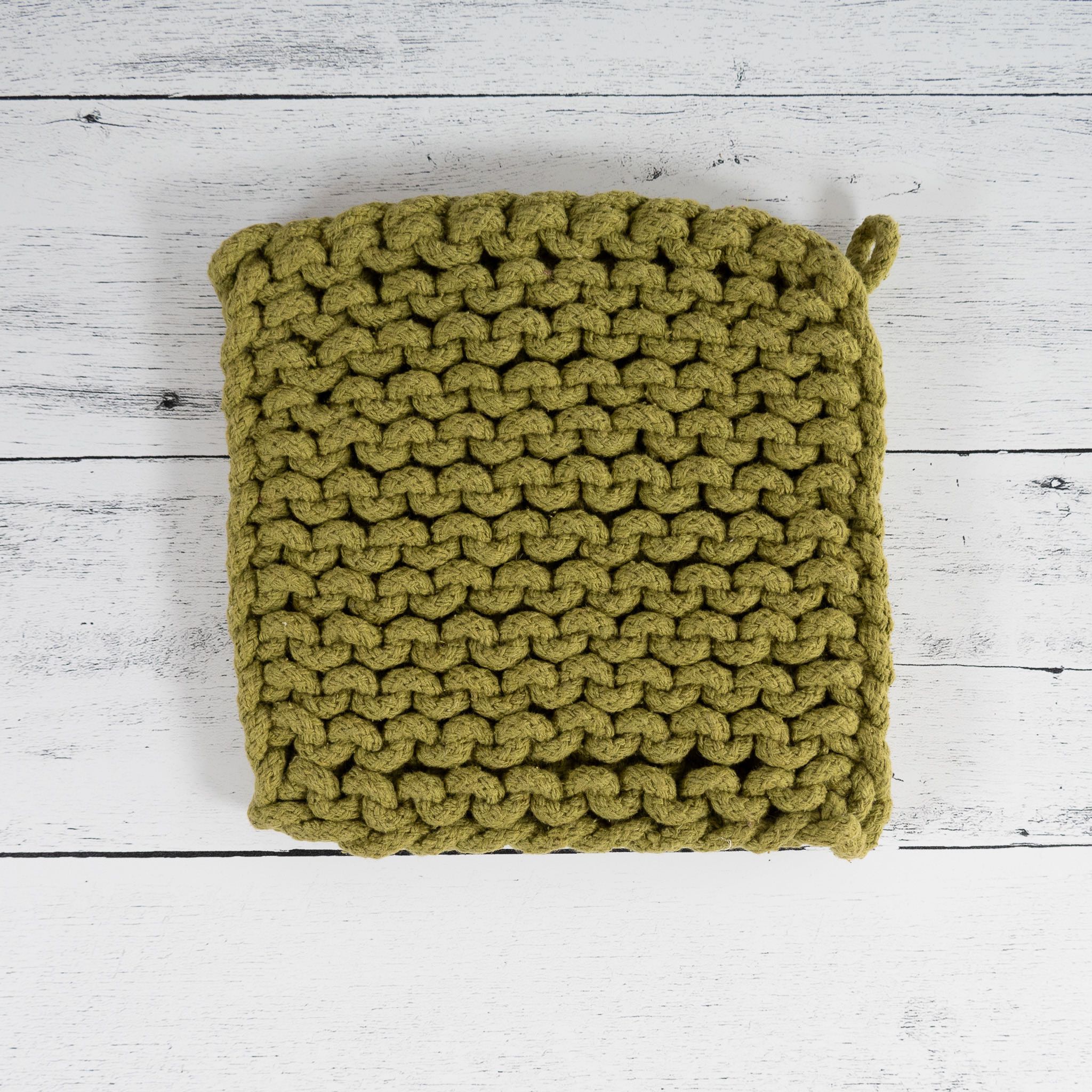 Creative Co-Op Square Cotton Crocheted Pot Holder (Set of 3 Colors)  Potholders, L x W x H, Multi