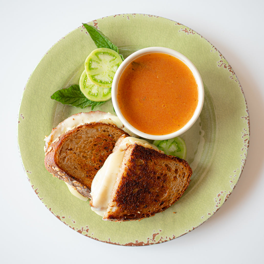 Vegan Tomato Minestra & Next Level Grilled Cheese