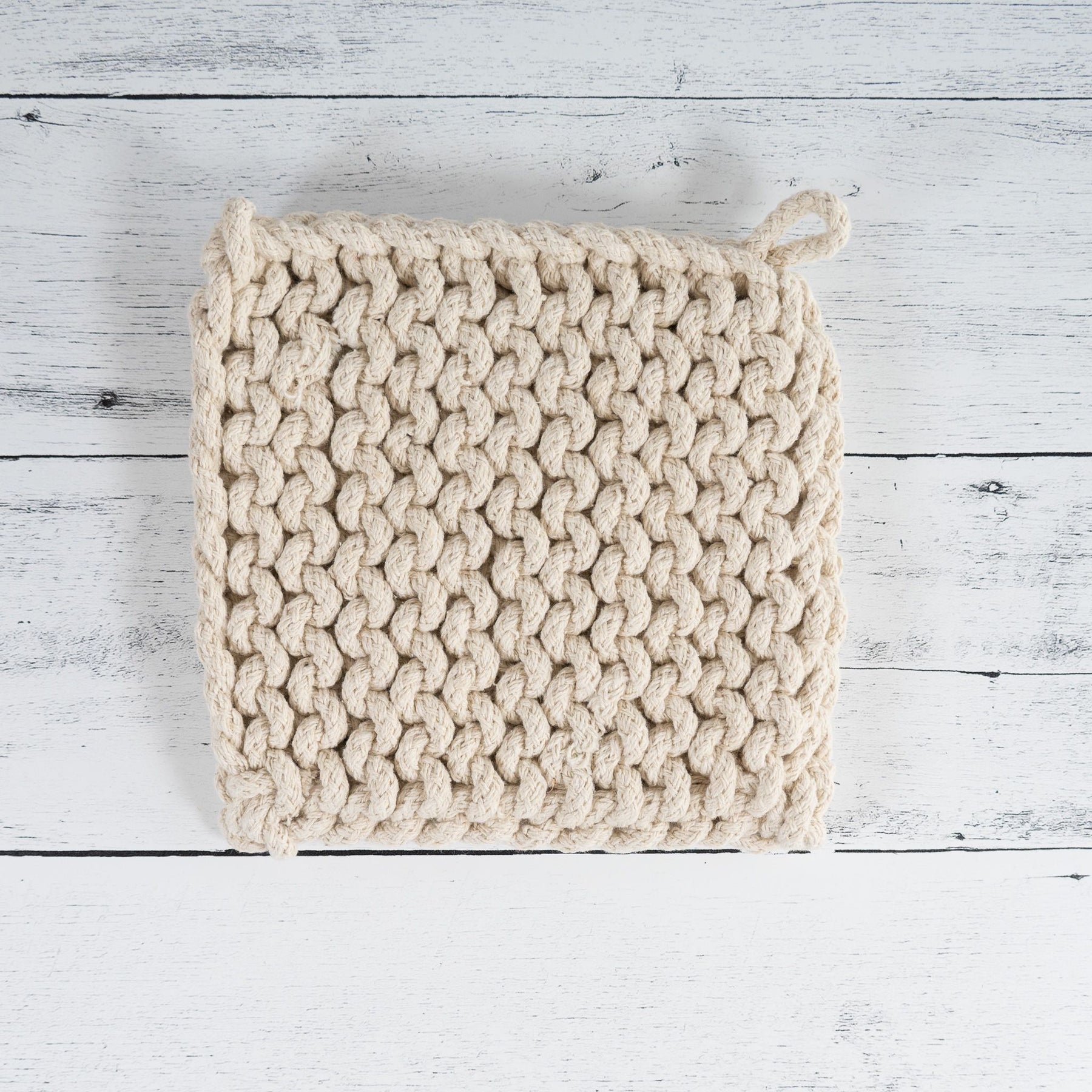 8 Square Cotton Crocheted Pot Holder Charcoal
