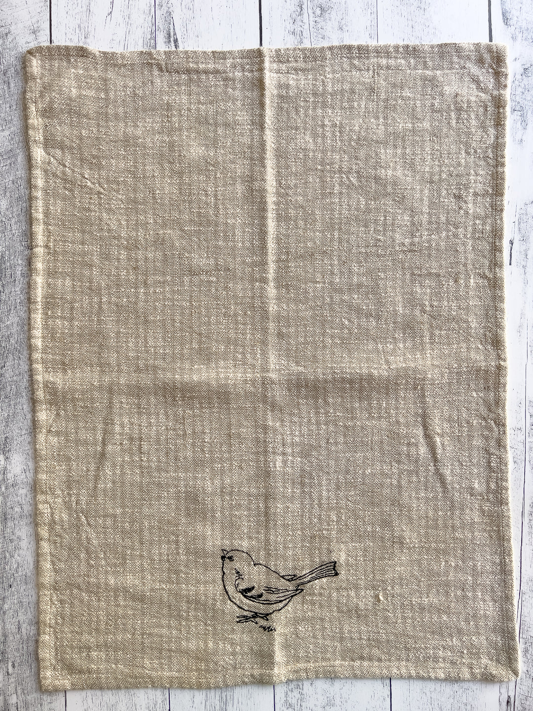 Linen & Cotton Slub Embroidered Tea Towel
